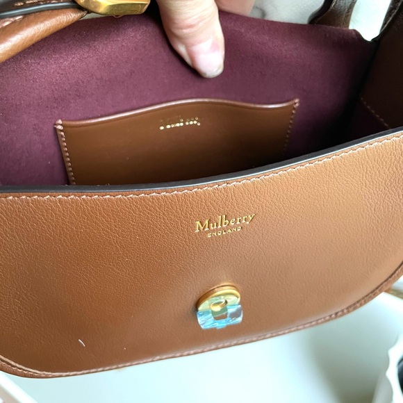Mulberry mini Sadie Satchel in Silky Calf color Tan. - Picture 5 of 14
